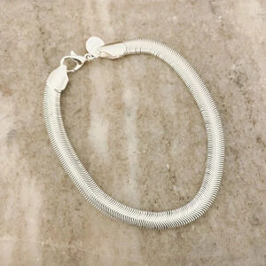 925 Sterling Silver Herringbone Bracelet Snake Chain Bracelet 8 inch Bracelet